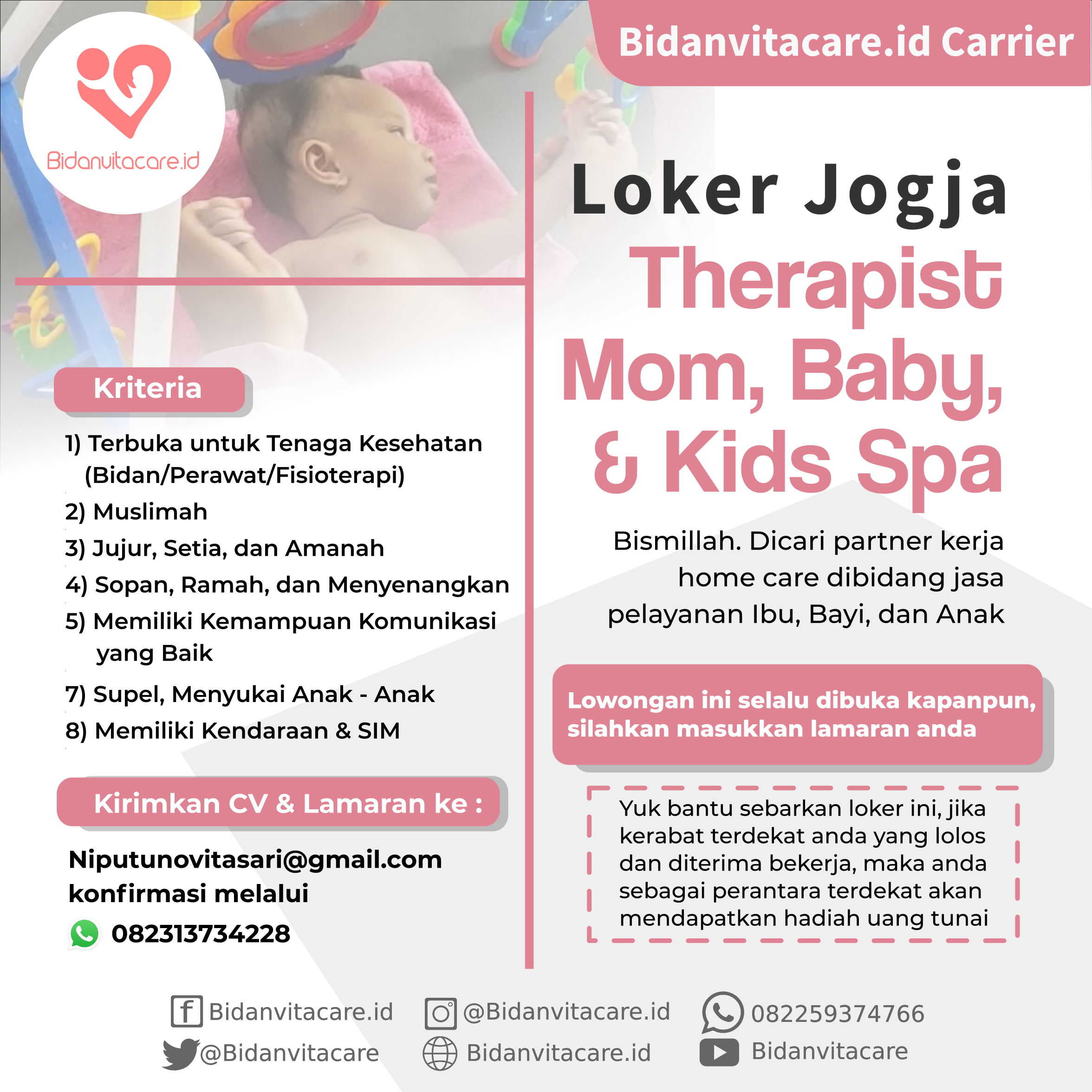 LOKER JOGJA Therapist Mom, Kids & Baby Spa
