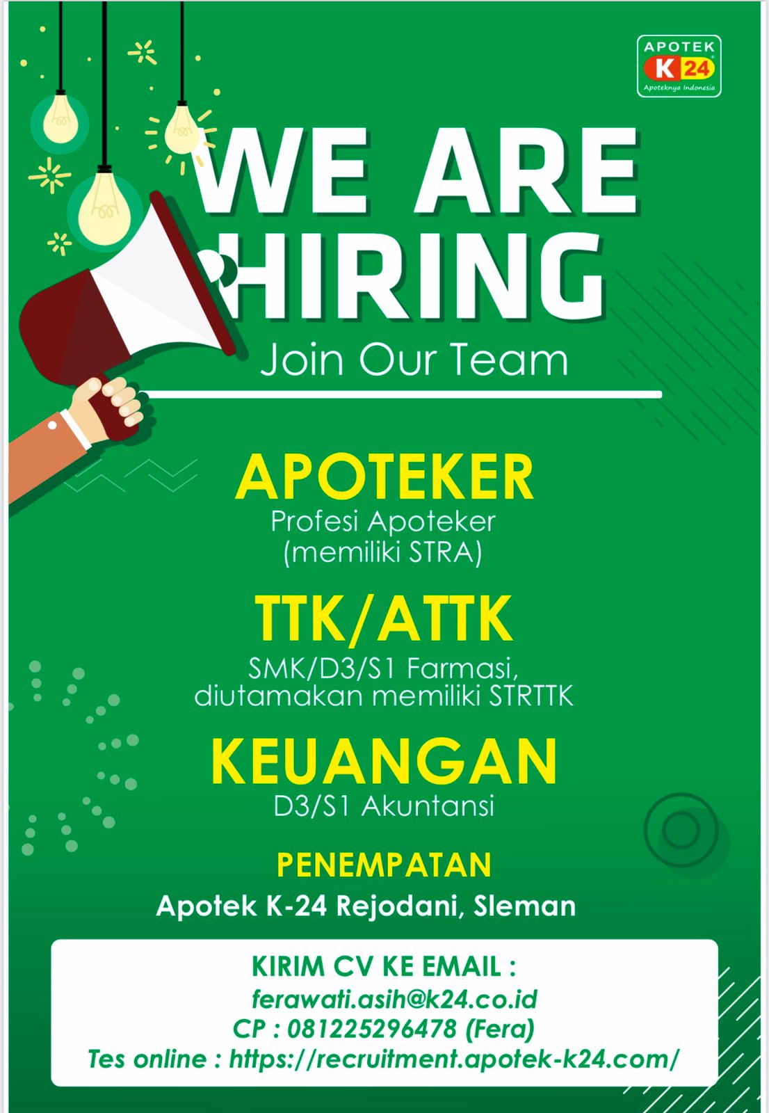 We Are Hiring Join Our Team K-24 Rejodani Sleman